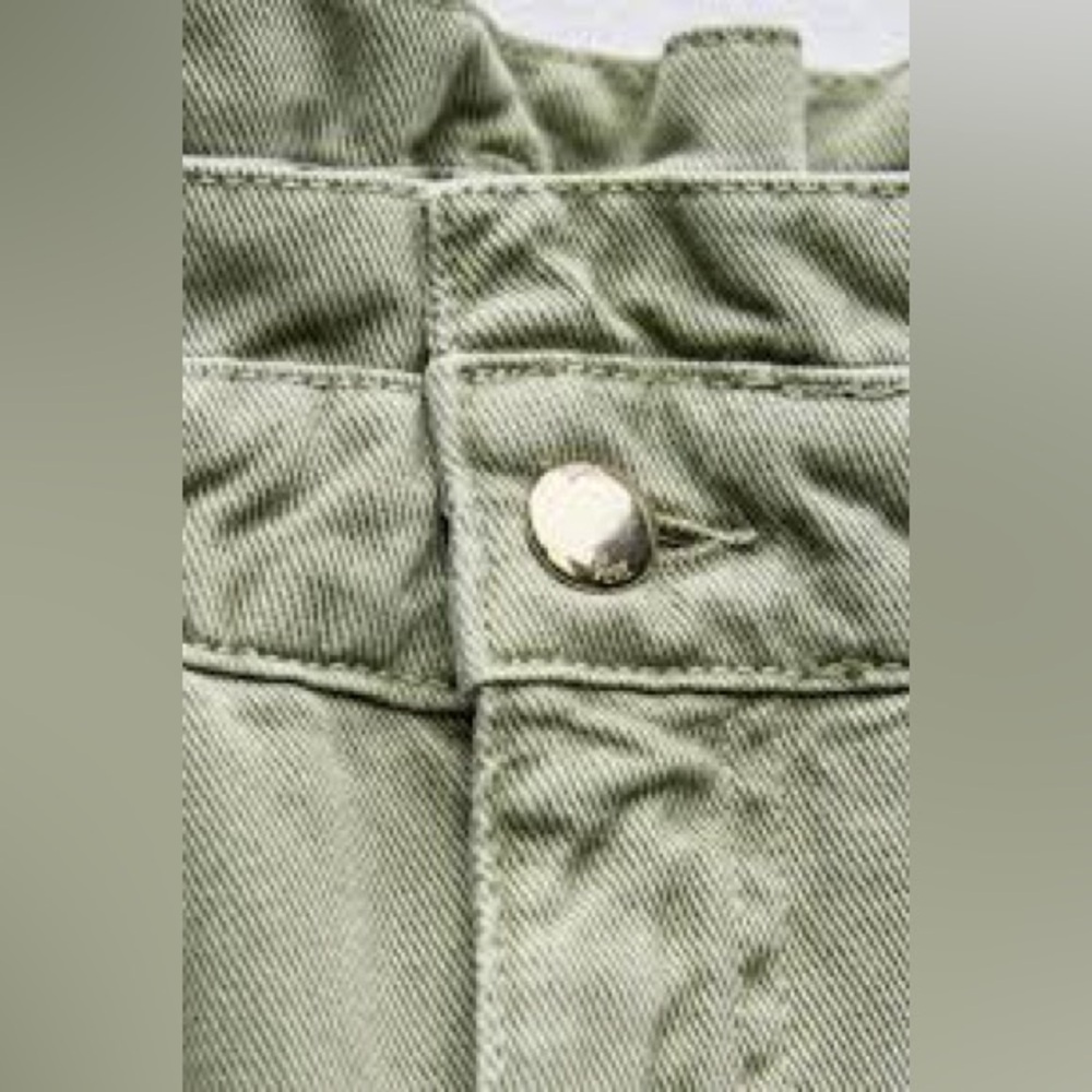 ZARA Baggy Paperbag Jeans High Rise NWT Light Green - Picture 5 of 5